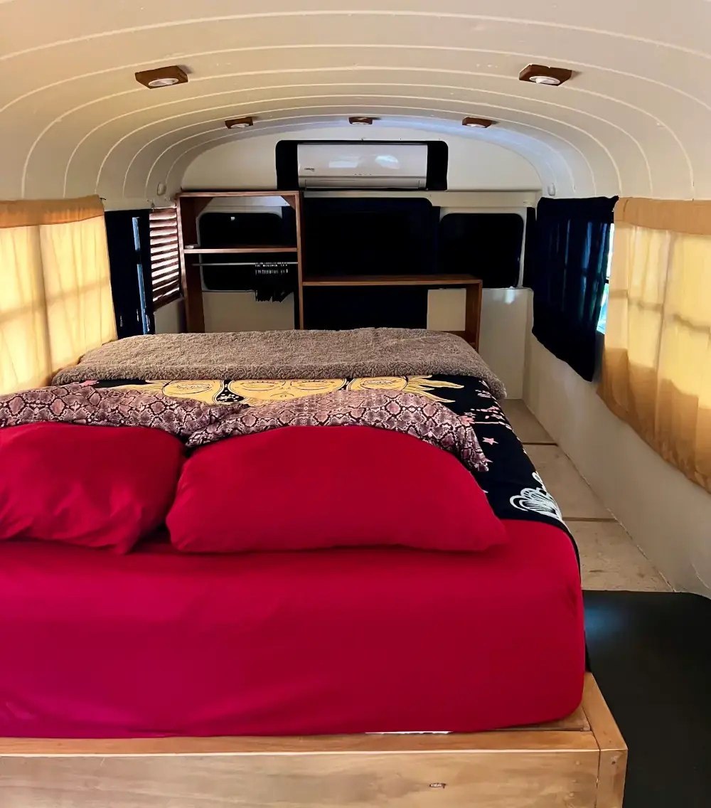 bed inside cabin bus home