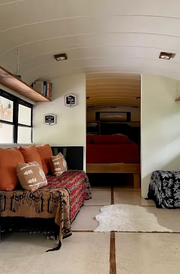 living room inside a bus